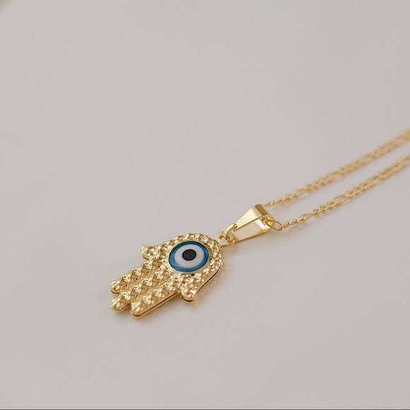 Hamsa Evil Eye Necklace | 18k Gold Filled - Picture 2 of 4
